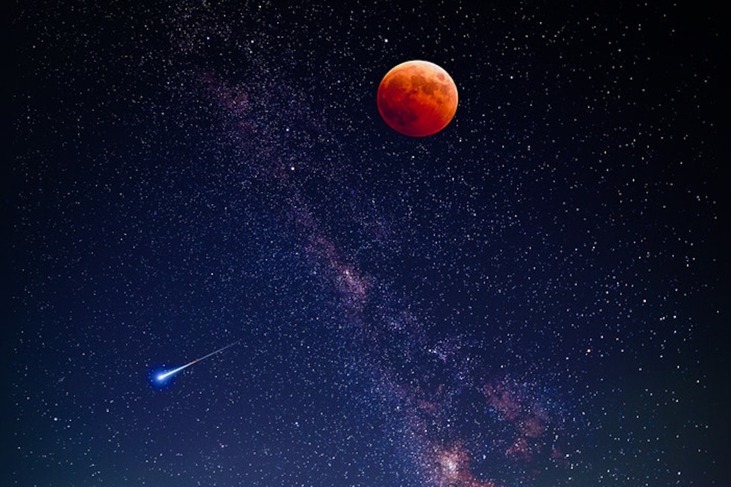 blood moon stars sky