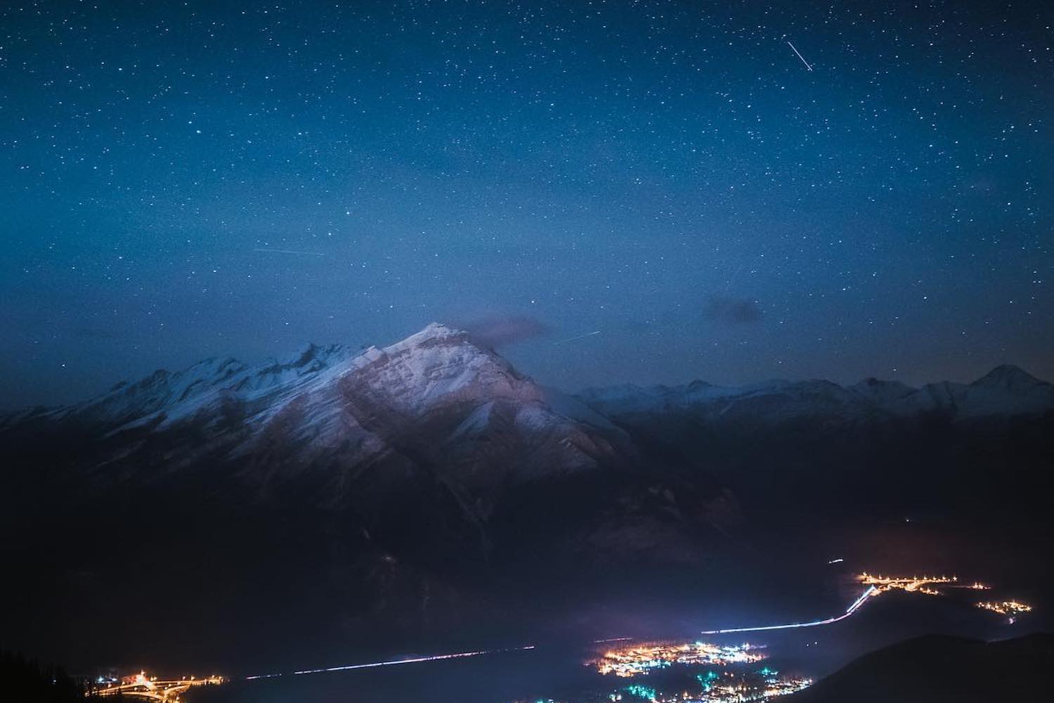 banff mountain stars sky