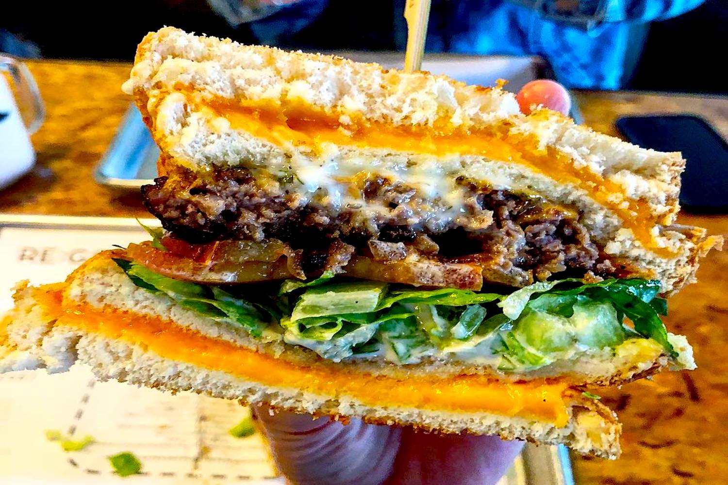 mac n cheese grilled cheese burger
