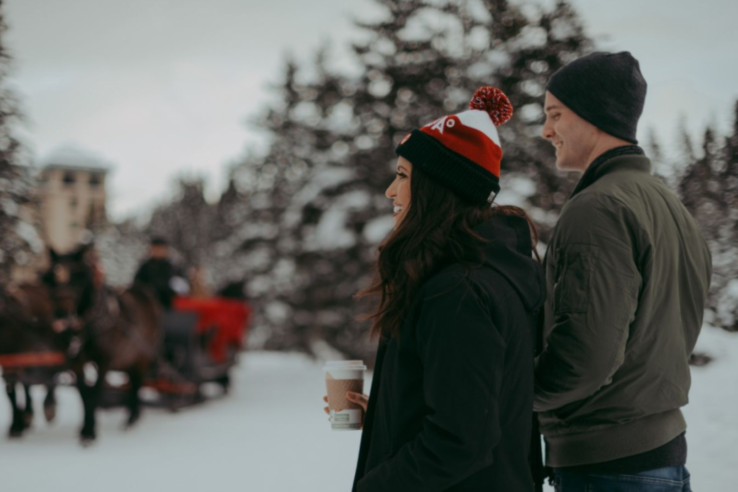 Couple in the snow - banff