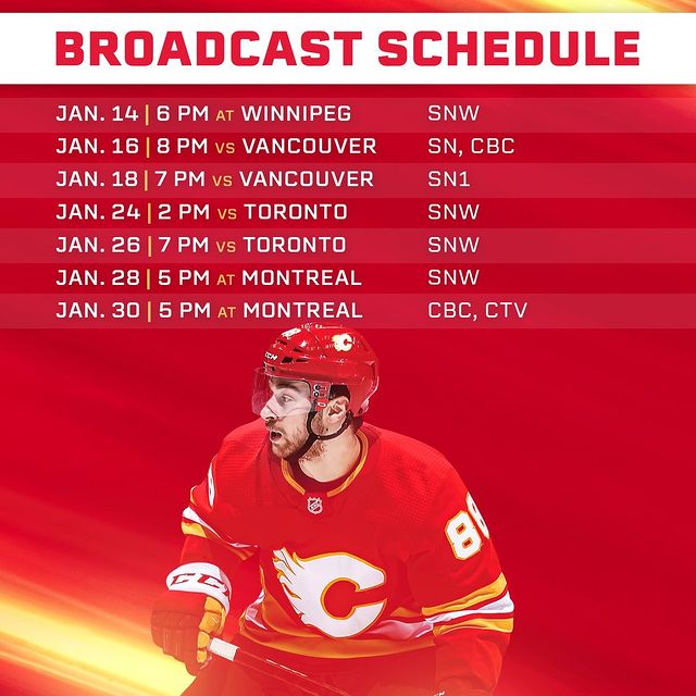 nhl flames broadcast schedule tv