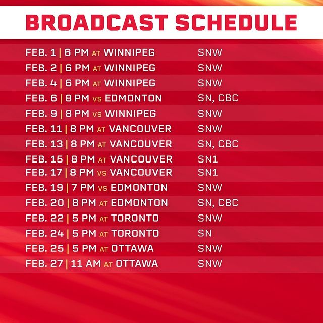 calgary flames broadcast schedule tv